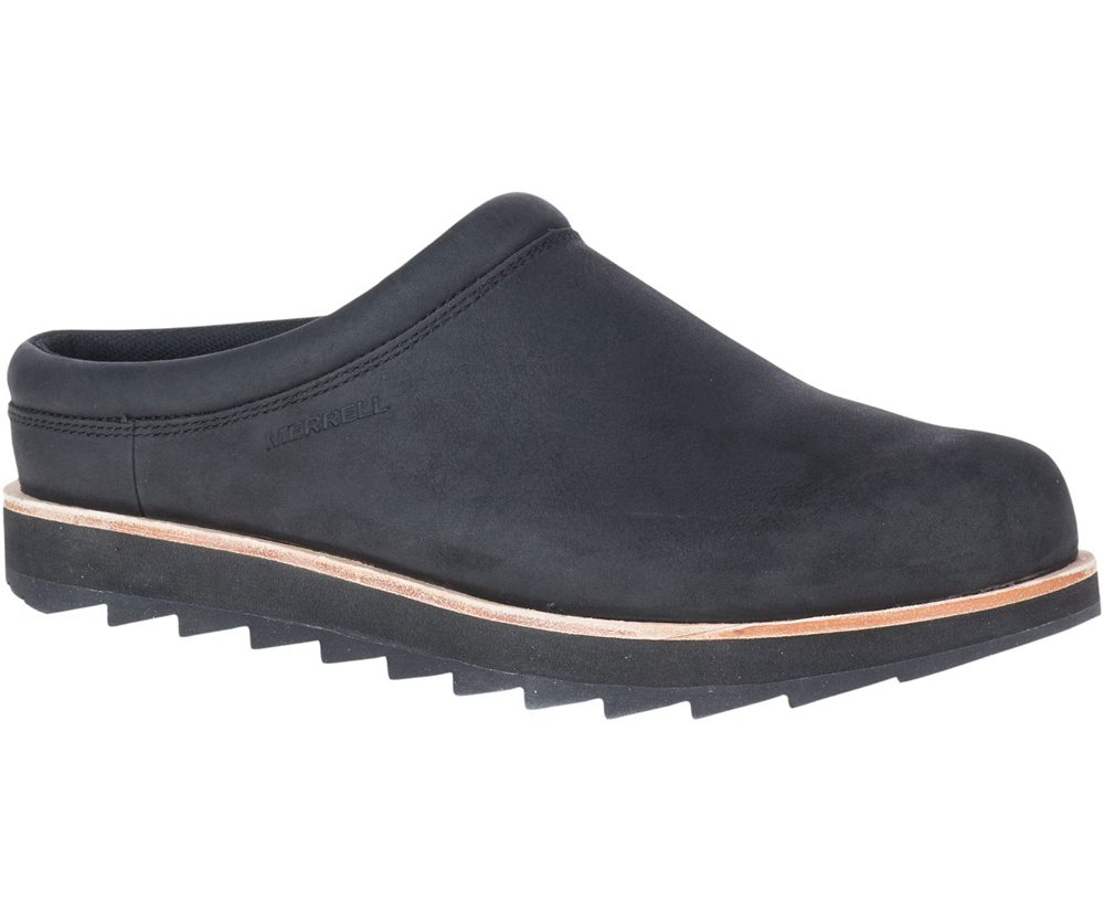 Merrell Slip Ons Black - Juno Clog Leather - Mens 80AOPGDJR